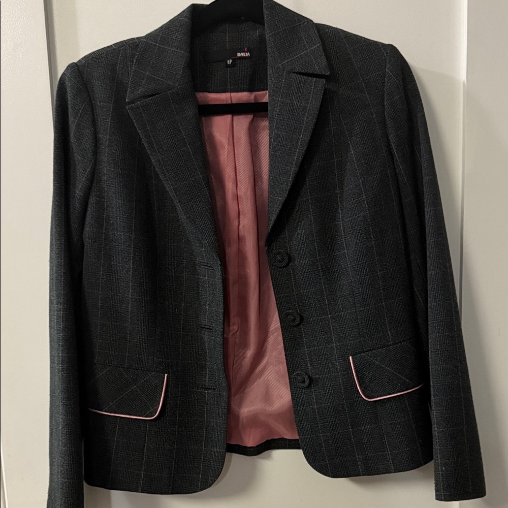 Dalia Charcoal Blazer with Pink Lining